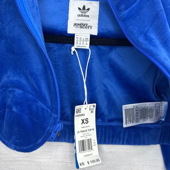 NWT Adidas x Jeremy Scott Blue Velvet Track Top Women's Size XS (H50965) - Picture 5 of 8